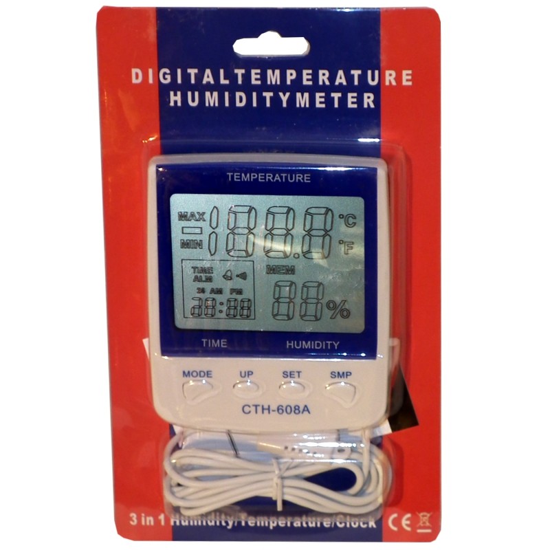 Thermomètre - Hygromètre à sonde avec mini/maxi en mémoire
