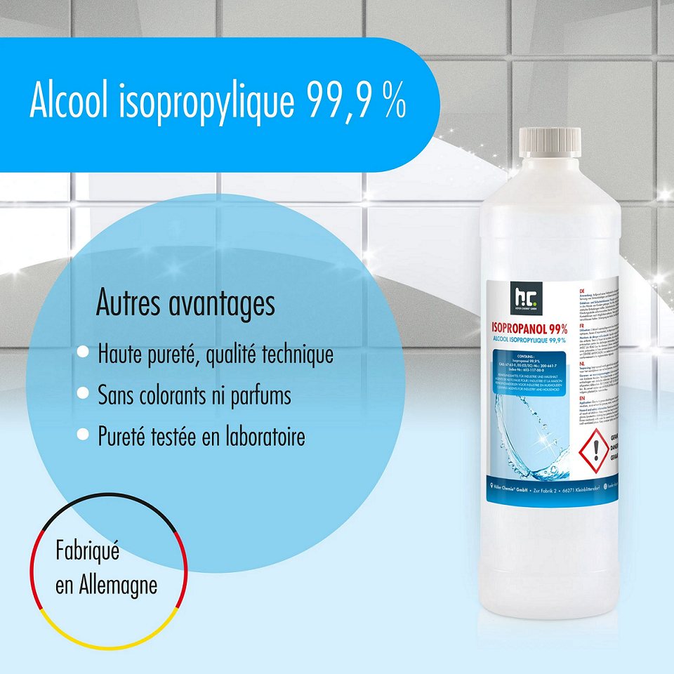 Alcool isopropylique 99,9 % 1L - Jardin de poche