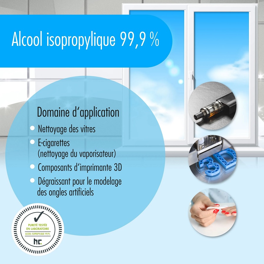 Alcool isopropylique 99,9 % 1L - Jardin de poche