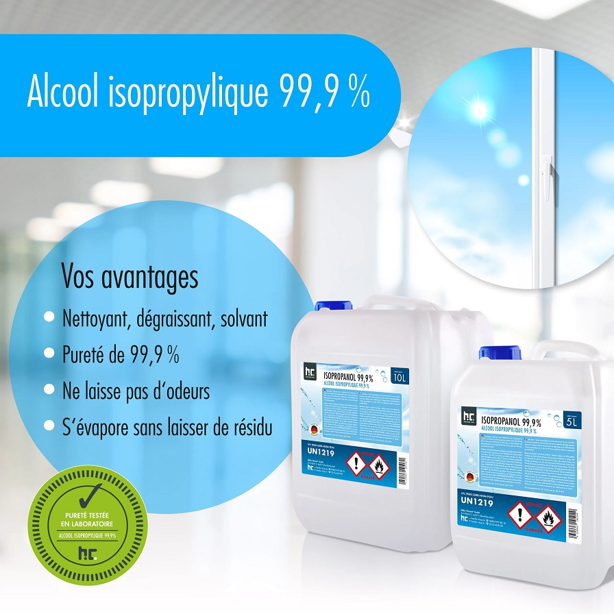 Alcool isopropylique 99,9 % 1L - Jardin de poche
